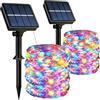HeiPard Catena Luminosa Esterno Solare Multicolore 2 Pezzi,2x10m 100 LED, Luci Solari da Giardino Impermeabili IP65, 8 Modalità, Lucine LED Colorate per Natale, Feste, Balcone, Terrazzo, Gazebo