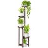 Bamworld Porta Piante da Esterno Interno Portavasi da Interno Portavasi Ferro Supporto per Piante Scaffale per Piante da Balcone(Marrone)(22.3x22.3x116cm)