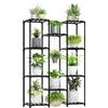 Bamworld Supporto per piante per interni ed esterni, mensola angolare a 5 ripiani, 11 ripiani in vaso per fiori in legno, supporto per piante da giardino per soggiorno
