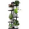 Bamworld Porta Piante da Interno in Bambu Naturale, Scaffale a 5 Livelli per Vasi, Ideale per Giardino, Patio e Balcone - Fioriera da Esterno & Arredo Giardino (Nero)