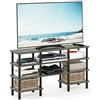 Furinno Mobile Porta TV, Grigio (French Oak Grey/Nero), 4 ripiani
