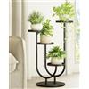 Bamworld Porta piante da interno in metallo nero, moderno supporto per piante a 4 livelli, stabile portavasi da balcone e porta piante da esterno per soggiorno e giardino