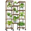 Bamworld Supporto per Piante Ruote per interno ed Esterno Porta Piante da Esterno Scaffale per Soggiorno Piante multiple Patio Balcone, Giardino