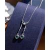 Collana Corto Ciondolo Argentato Bella Periodo 1890s Stile Tondo, Cz Verde SC21