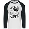Fruit of the Loom Egli ad Aletta a Cat Murdering Un Cane Divertente Uomo L/S Baseball T-Shirt