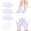 BEIIEB 3 paia di calzini idratanti, 1 paio di guanti idratanti, calzini idratanti in cotone, calzini comodi e traspiranti, calzini cosmetici, unisex (bianco)