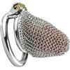 AAKOMA Gabbia di castità ventilata in acciaio inossidabile con catena a rete Dispositivo di castità dal design ergonomico indossare Giocattoli sessuali esercizi di pene SM - Anello circolare 55mm