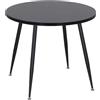 MOG CASA Tavolo da pranzo rotondo Corin - Ø 90 cm - MDF nero e gambe metalliche nere - regolabile e moderno