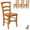 VIRSUS Set 4 Sedie Paesana in Legno Massello, Misura 43x42x86 cm, Sedia Tradizionale Robusta, per Casa, Cucina, Agriturismo, Ristorante, Made in Italy (Noce Chiaro)