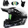KHBTFNB Unisex Integrale MTB Casco Da Motocross, Con Occhiali Guanti Maschera, Gioventù Bambini Fuoristrada ATV Bici Da Cross Moto Caschi, DOT Certificato In Discesa BMX Enduro Casco