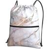 YYHHAOFA Zaino con cerniera e coulisse con stampa marmorizzata rosa bianca - Borsa da palestra durevole, leggera e resistente all'acqua per viaggi, sport e trasporto quotidiano