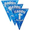 OakTree Festone Happy 1st Birthday Party, Lamina, Blu, 10 x 10 x 1 cm