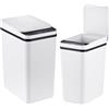 Relaxdays bidoni della spazzatura con sensore, set da 2, 9 e 15 L, coperchio automatico, porta sacchetti della spazzatura, PP, cucina, bianco