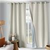 ED ENJOY HOME Tenda oscurante termica, ecru, isolante anti anti freddi e anti caldi, 100% oscurante, finitura occhielli, 135 x 240 cm, tessuto satinato, fodera tecnica, collezione Oxford