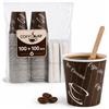 COFFISANO 100 Bicchierini da Caffè + 100 Palette in Legno - Bicchieri Monouso 75 ml 2,5 oz in Carta Riciclabili Colorati Usa e Getta per Ristoranti, Ufficio, Asporto, Bar