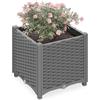 Relaxdays Vaso per Piante da Esterno Rettangolare, con Serbatoio d'Acqua, 38x40x40 cm per Balcone e Terrazza, Grigio