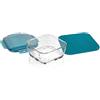 Genius Nicer Dicer Chef Professional - Contenitore in vetro con coperchio, 3 pezzi, 2,8 l, con tappetino in silicone, tappetino antiscivolo, adatto al forno