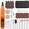 Carehabi Batteria multifunzione con luce a LED, 3 marce (5000 - 15000 rmp), mini drill da 3,7 V con 58 accessori per forare, incisione, lucidatura, levigatura, rimozione della ruggine