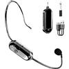 BORDEAG Microfono senza fili per cuffie, 2,4G Microfono senza fili Microfono a radiofrequenza per cuffie con portata di 30m, Microfono senza fili ricaricabile Microfono a testa a clip per altoparlanti, guida
