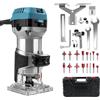 mindmed Fresa per bordi 1000 W, 30000 giri/min, 6 velocità, funzionamento con una sola mano, attacco per aspirapolvere, 15 accessori per fresa per legno, per smussatura, scanalature, bordi, foratura, taglio e