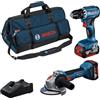 Bosch Professional GSR 18V-45 - Avvitatore a batteria e levigatrice a batteria GWS 18V-8 & 2 batterie GBA 18V 4.0Ah & GAL 18V-40 caricatore & M-BAG in cartone