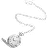iplusmile Orologio da Tasca Meccanico Vintage Quadrante, con Catena | Cassa Argento con Incisioni Floreali, Copertura a Flip, Stile Classico, per Taschino Giacca o Cintura