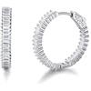 FANCIME Orecchini a Cerchio in Argento Sterling 925 Placcato Oro Bianco Creoli con Zirconia Cubica, misura media, Gioielli per Donna Ragazze, Diametro: 25 mm