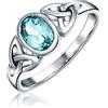 Bling Jewelry Personalizza Anello con Pietra Nascita Gemma Ovale Pietra di Luna Ametista Topazio Blu Amicizia BFF Sorella Confraternita Nodo Celtico Trinità Triquetra per Donne e Ragazze Argento Sterling 925