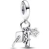 The Charmery Ciondolo a triplo ciondolo con diploma e stella, in argento Sterling 925, compatibile con ciondoli Pandora e molti altri braccialetti con ciondoli del Regno Unito.