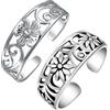 Bling Jewelry Set di Due Fiori Vite Intagliata Ricciolo Intagliato Filigrana Ossidato Anello da Dito del Piede per Donna in Argento Sterling .925 Regolabile