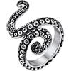 ChainsHouse Anello da uomo e da donna, in acciaio inox, placcato oro 18 kt, stile retrò, punk, gotico, antico, polipo, serpente, rettile (con confezione regalo), 13, Metallo, Non pietra preziosa