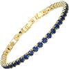 RIZILIA Bracciale Tennis Statement Donna Zirconi Blu Zaffiro Taglio Brillante 4mm Oro Giallo 14K Placcato, 16,5cm + Estensori 18-19cm, Confezione Regalo