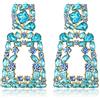 EVER FAITH Orecchini a pendente rettangolari per Donne Ragazze, di dichiarazione geometrica con cristalli di strass scintillanti Blu Turchese
