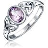 Bling Jewelry Personalizza Anello con Pietra Nascita Gemma Ovale Pietra di Luna Ametista Topazio Blu Amicizia BFF Sorella Confraternita Nodo Celtico Trinità Triquetra per Donne e Ragazze Argento Sterling 925