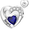 SEVENWELL Charm con pietra portafortuna per Pandora Charm in argento Sterling 925, con mese e fiore
