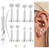 ADRAMATA Moissanite Piercing Helix Labret Trago Orecchini Moissanite Donna Uomo Ipoallergenico Orecchio Medusa Cartilagine Piercing Naso 16G/18G/20G