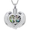 AIWENXI Gioiello di cremazione albero della vita - Collana urna funeraria per ceneri - Forma di cuore - Urna commemorativa - Acciaio inossidabile - Ciondolo per cremazione, 22 inches, Acciaio