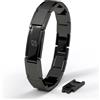 SERASAR Bracciale Uomo Acciaio Inox Catena Intrecciata Nera Accessori 20cm