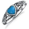 Bling Jewelry Anello a fascia con cuore di turchese stabilizzato a forma di stella marina nautica per donne e adolescenti in argento sterling ossidato, pietra di nascita di dicembre
