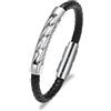 AIWENXI Ceneri gioielli per ceneri Nordic Viking in pelle PU urna Bracciale per uomini e donne in acciaio inox Memorial Cenere Umana Bracciale Gioielli, 1.57, Senza Gemstone