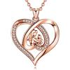 EUDORA Harmony Ball EUDORA Collana Madre Figlia Collane Donna Ragazza Argento 925 Oro Rosa Pendente Cuore, Regalo per Festa della Mamma, Catena da 45 cm