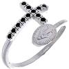 Holyart Anelli con croce: Anello argento 925 medaglia miracolosa e croce con zirconi neri
