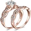 JewelryPalace Anello Infinito Donna Argento 925, Fedine Fidanzamento Coppia, 1.5ct Diamante Simulato, Anniversario Matrimonio Promessa Sposa Band Oro Rosa Set, Gioielli 14.5