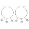 Old English Jewellers Orecchini a cerchio da donna in argento Sterling 925 con glitter scintillanti a forma di stella