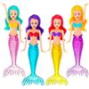 YESAH Set di 4 giocattoli da bagno a forma di sirena, giocattolo per piscina, piscina, spiaggia, feste, attività acquatiche, giochi estivi e mare, set decorativo per feste in giardino