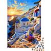 QWERTYUIOPD Santorini Grecia Tramonto Paesaggio Puzzle 1000 Pezzi Puzzle per Adulti Carta Puzzle per Famiglia Rilassante Decorazione 70x50cm/1000pcs