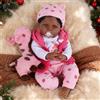 CAMANDY Bambole Reborn Realistica in Silicone Morbido 55 cm, Rosa, con Giraffa di Peluche e Ciuccio, Regalo di Natale