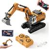 LTFIOON Mini escavatore cingolato radiocomandato, scala 1:64, in metallo, con controllo APP e telecomando da 2,4 GHz, giocattolo RC escavatore con luce e suono, 3 velocità, ricaricabile tramite USB