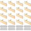 SUPERFINDINGS Set di 16 etichette per timbri in metallo, 1,2 x 4 cm, dorate, rettangolari, con base in ferro, per borse, vestiti, cappelli, cucito, fai da te