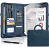 Leathario Cartella Portadocumenti A4 in Pelle PU Portablocchi Unisex per Ufficio Conferenza Cartellina Custodia Organizzatore con Quaderno regalo uomo